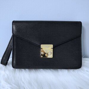 Versace Black Clutch with Gold Accents